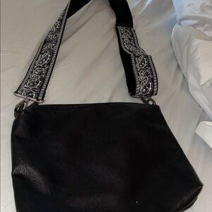 Joy Susan Black Crossbody Bag with Embroidered Strap